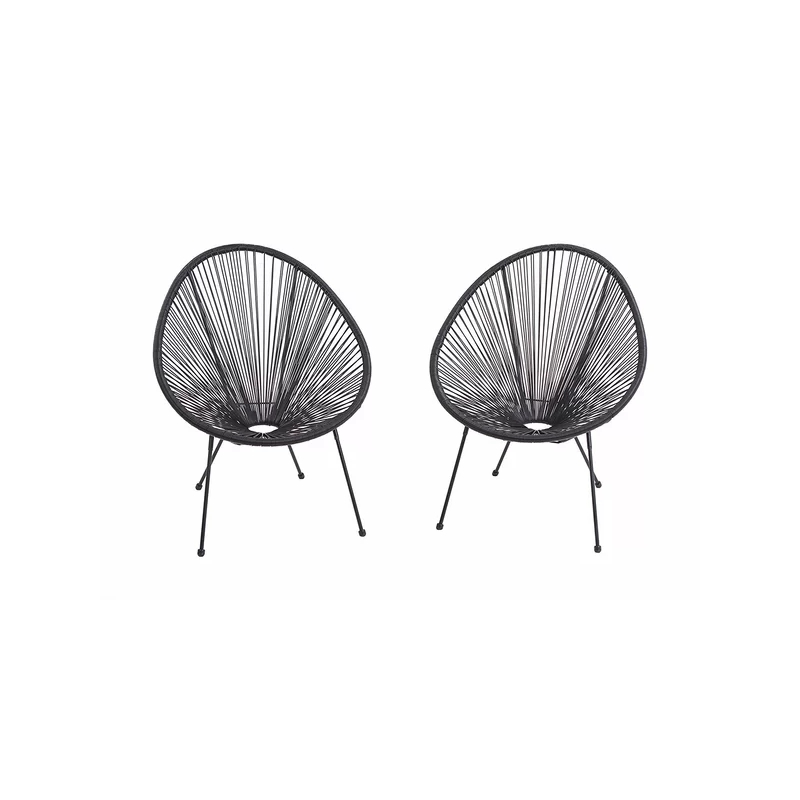 Living Source Intl 6-Piece Wicker / Rattan Multiple Chair Seating Group in Black