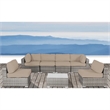 Living Source International 7-Piece Wicker / Rattan Outdoor Set in Gray/Beige