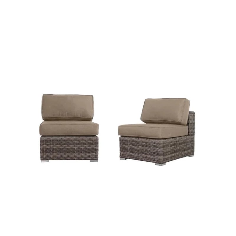 Living Source International 7-Piece Wicker / Rattan Outdoor Set in Gray/Beige