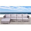 Living Source International 5-Piece Wicker/Rattan Sectional Set in Gray