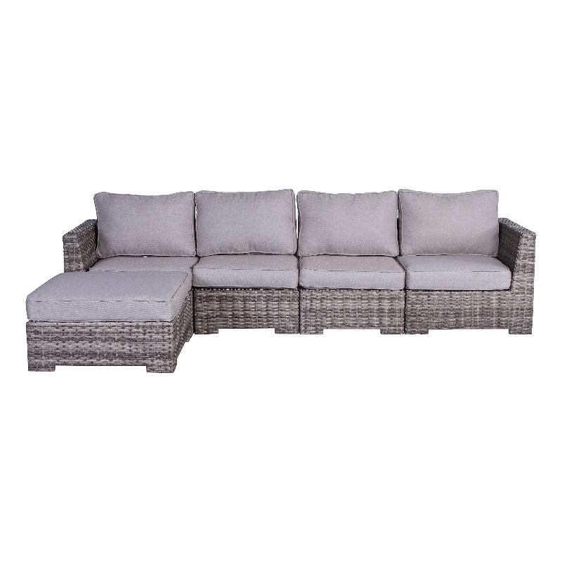 Living Source International 5-Piece Wicker/Rattan Sectional Set in Gray