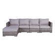 Living Source International 5-Piece Wicker/Rattan Sectional Set in Gray