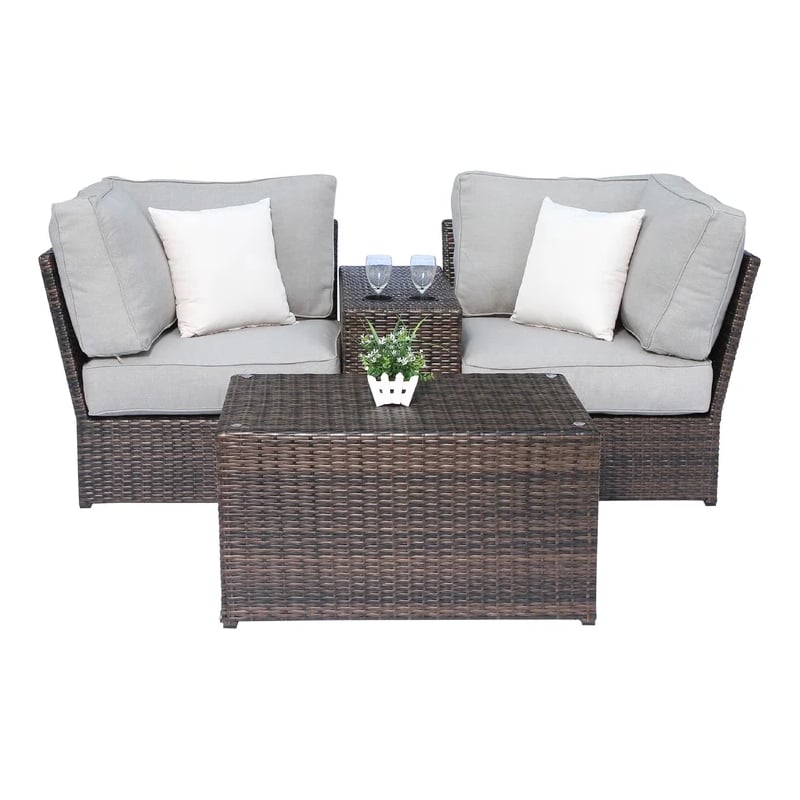 Living Source International 4-Piece Wicker / Rattan Seating Group in Brown