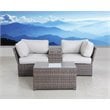 Living Source International Outdoor Wicker Loveseat with Table in Gray/Brown