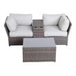 Living Source International Outdoor Wicker Loveseat with Table in Gray/Brown