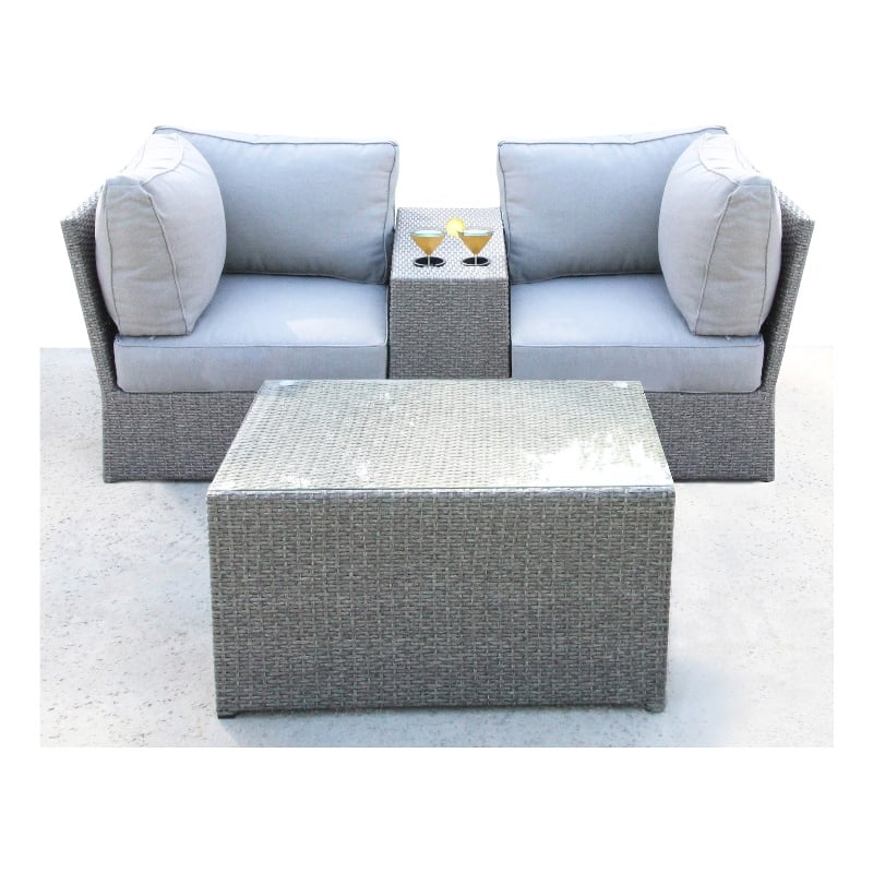 Living Source International 4-Piece Wicker / Rattan Seating Group in Gray Finish