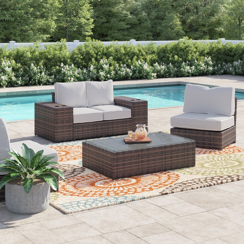 Living Source International 7-Piece Outdoor Set with Cushions in Brown