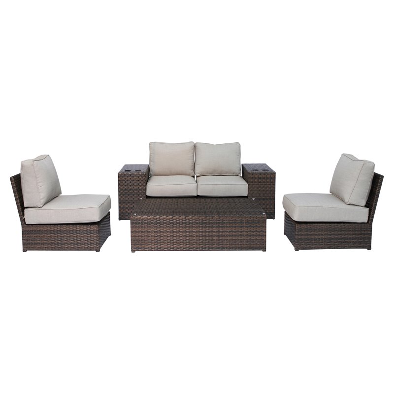 Living Source International 7-Piece Outdoor Set with Cushions in Brown