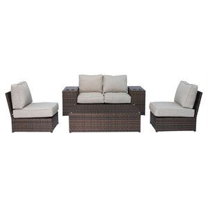 living source international 7-piece outdoor set with cushions in brown