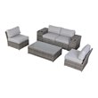 Living Source International 7-Piece Wicker and Polyester Sectional Set - Gray