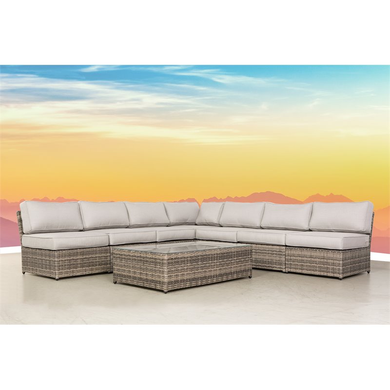 Living Source International 8-piece Wicker Sectional Set in Gray/Espresso