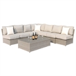 Living Source International 8-Piece Sectional Set with Cushions in Light Brown