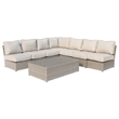 Living Source International 8-Piece Sectional Set with Cushions in Light Brown