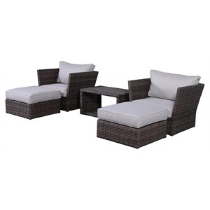living source international 2-person wicker seating group w/ cushion in espresso