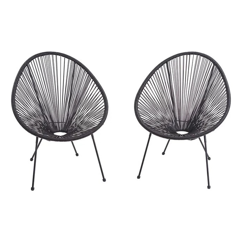 Living Source International 4-Piece Wicker / Rattan Seating Group in Black