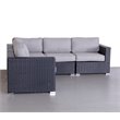 Living Source International Wicker Patio Sectional with Cushions in Black/Gray