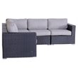 Living Source International Wicker Patio Sectional with Cushions in Black/Gray