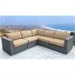 Living Source International 5-Piece Wicker / Rattan Seating Group in Gray/Beige