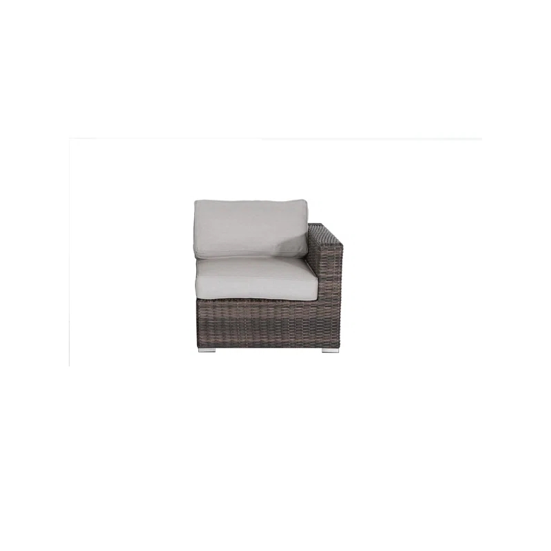 Living Source International Wicker Patio Sectional with Cushions in Gray/Canvas