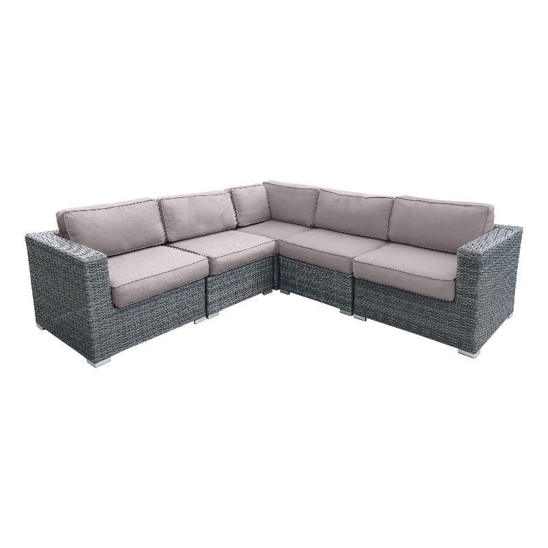 Living Source International 5-Piece Wicker / Rattan Seating Group in Gray/Taupe