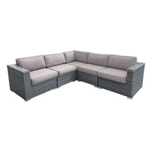 Living Source International 5-Piece Wicker / Rattan Seating Group in Gray/Taupe