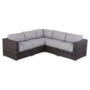 Living Source International 5-Piece Seating Group with Cushions in Gray/Brown