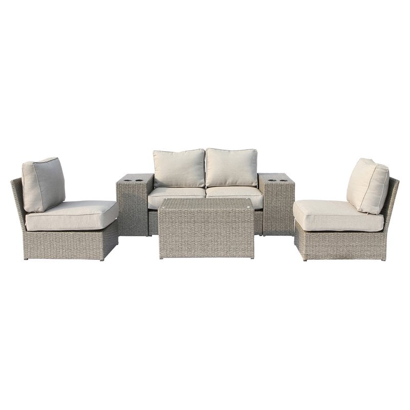 Living Source International 7-Piece Outdoor Seating Set with Cushion in Gray