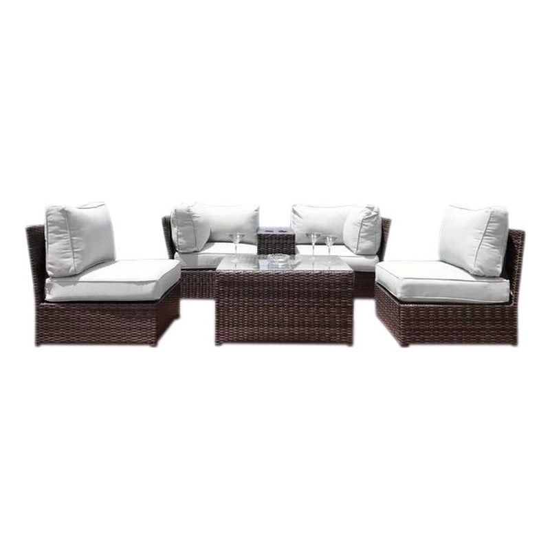 Living Source International 6-Piece Wicker / Rattan Sectional Set in Espresso