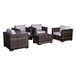 Living Source International 5-Piece Wicker Patio Set w/ Coffee Table in Espresso