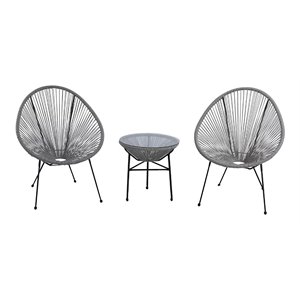 living source international 3-piece metal and wicker seating group in gray