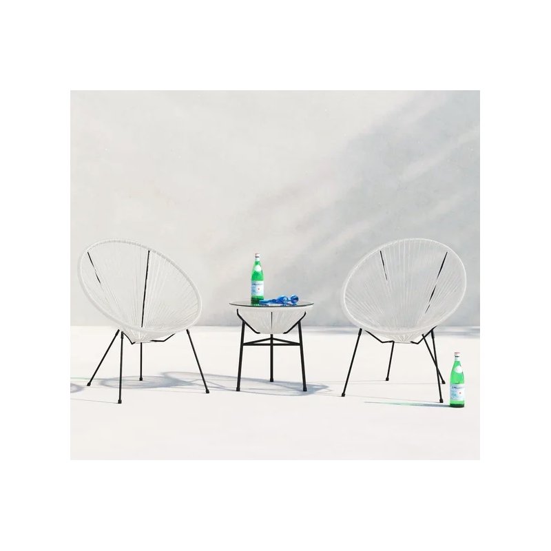 Living Source International 3-Piece Metal and Wicker Seating Group in Turquoise
