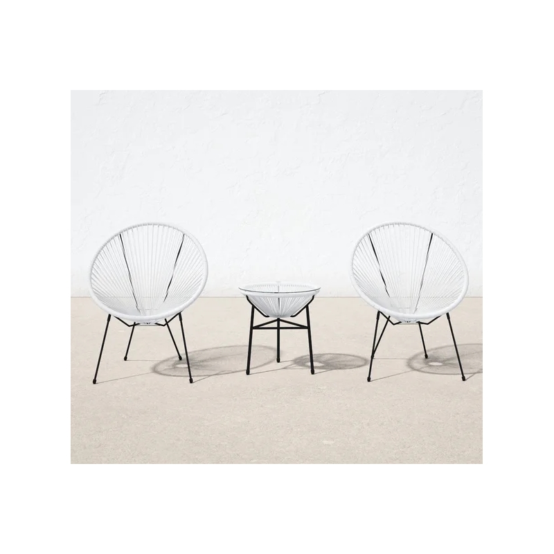 Living Source International 3-Piece Metal and Wicker Seating Group in Turquoise