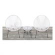 Living Source International 3-Piece Metal and Wicker Seating Group in White