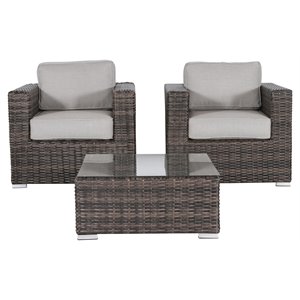 living source international 3-piece wicker conner seating group in espresso