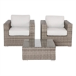 Living Source International 3-Piece Wicker / Rattan Sectional Set in Gray/Taupe