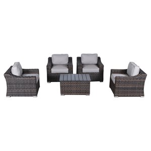 living source international 5-piece wicker/rattan seating group in espresso/gray