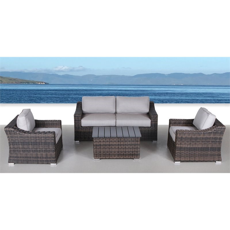 Living Source International 4 Person Seating Group in Espresso/Gray