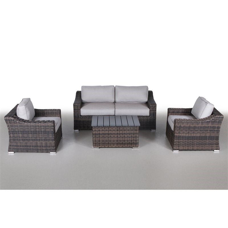 Living Source International 4 Person Seating Group in Espresso/Gray