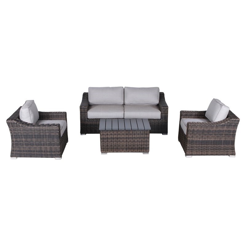 Living Source International 4 Person Seating Group in Espresso/Gray