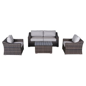 living source international wicker and sunbrella seating group in espresso/gray