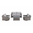 Living Source International 5-Piece Wicker Swivel Rocker Sectional Set in Gray