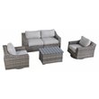 Living Source International 5-Piece Wicker Swivel Rocker Sectional Set in Gray