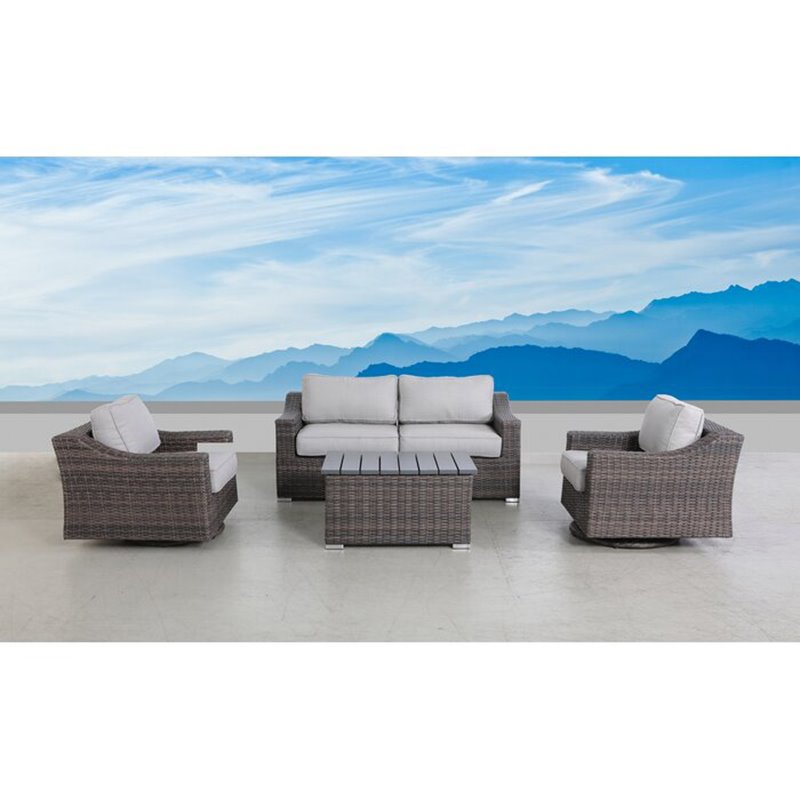 Living Source International 5-Piece Sectional Group with Cushions in Brown/Gray