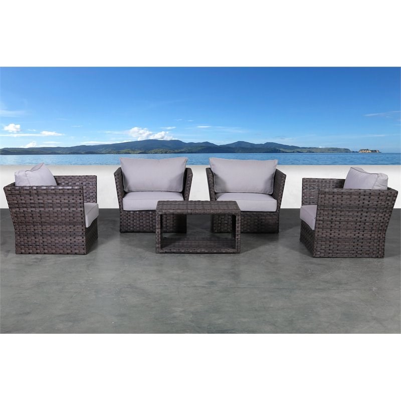 Living Source International 5-Piece Sofa Seating Group with Cushions in Espresso