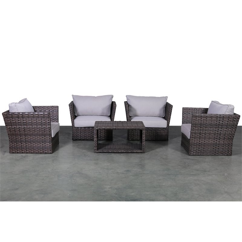 Living Source International 5-Piece Sofa Seating Group with Cushions in Espresso