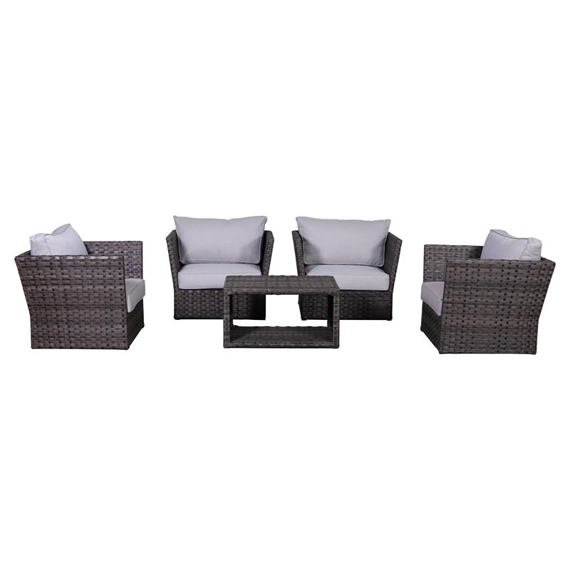 Living Source International 5-Piece Sofa Seating Group with Cushions in Espresso