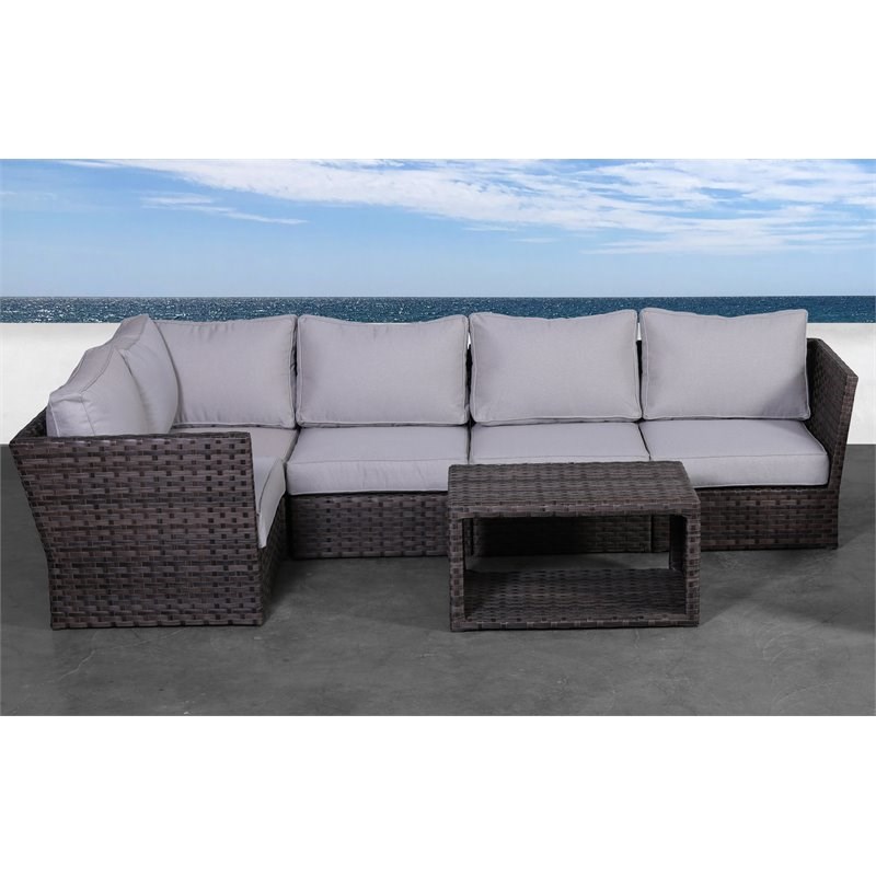 Living Source International 6-Piece Outdoor Set with Cushions in Espresso