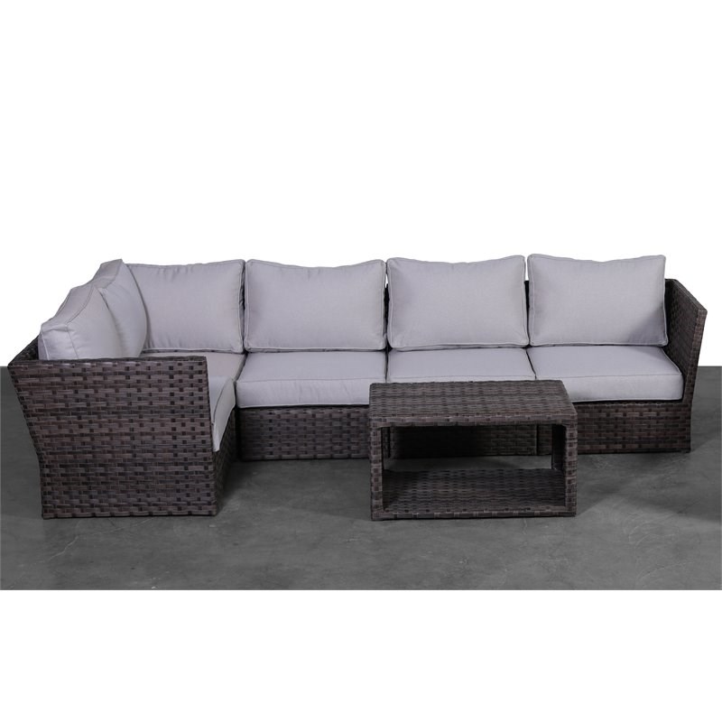 Living Source International 6-Piece Outdoor Set with Cushions in Espresso