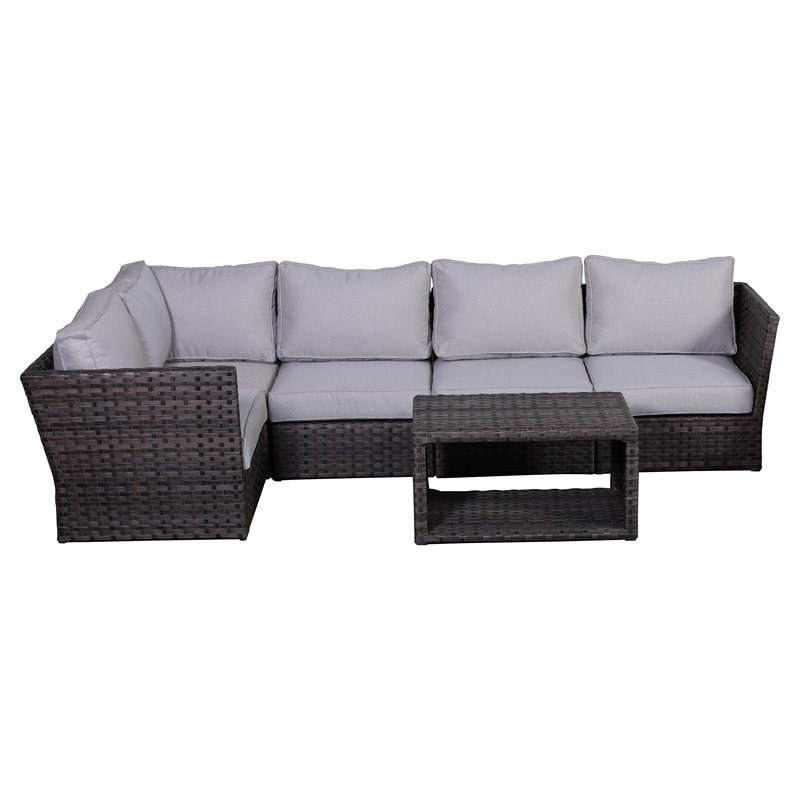 Living Source International 6-Piece Outdoor Set with Cushions in Espresso