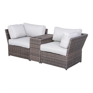 Living Source International Outdoor Wicker Loveseat with Cushion in Brown/Gray